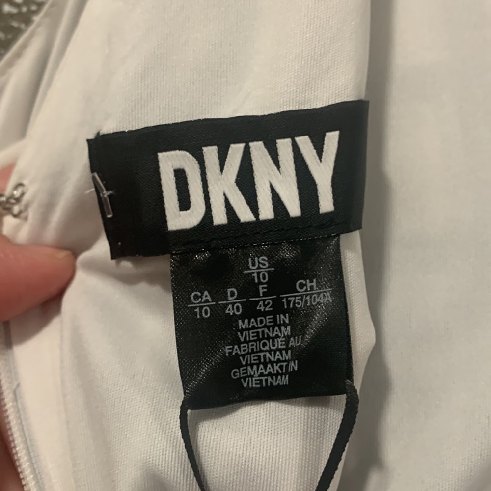 DKNY blue and white plaid tiered ruffle tank maxi with v-neck size 10 - Picture 7 of 10